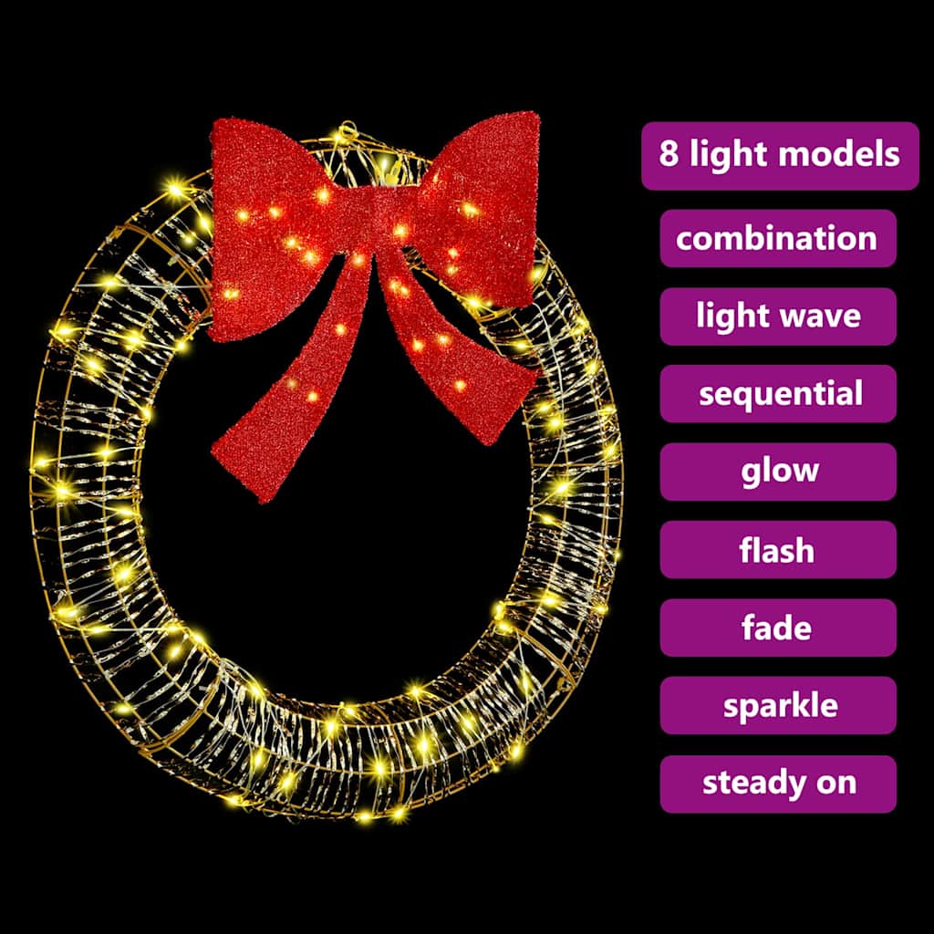 Wreath with 80 LEDs Warm white 90 cm PET